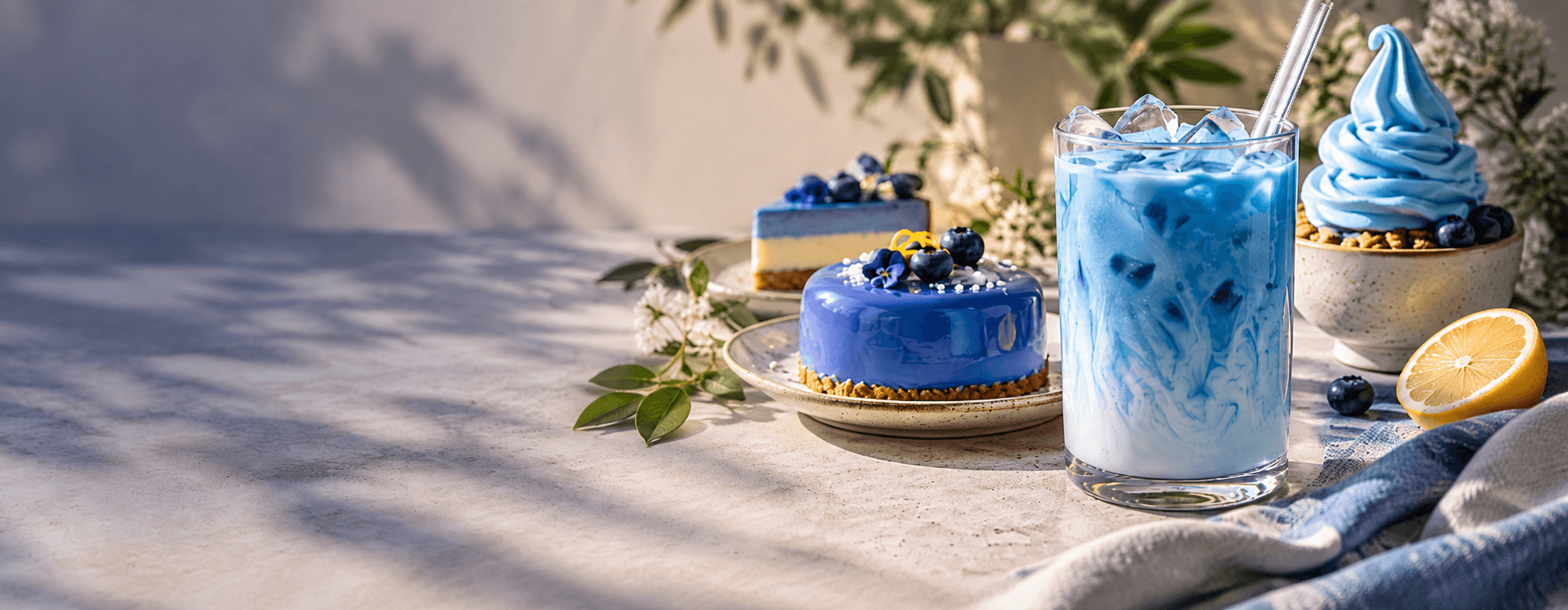 Blue spirulina recipe ideas arranged together.